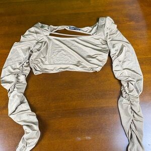 Ruched Tan Crop Top
